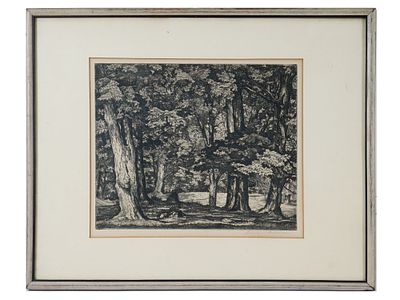 LUIGI LUCIONI ITALIAN AMERICAN LANDSCAPE ETCHING. Etching on paper by Luigi Lucioni, 1900 to 