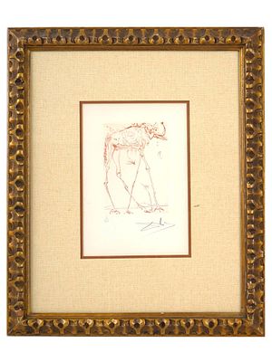 ATTR TO SALVADOR DALI SURREALIST COLOR LITHOGRAPH. Color lithograph on paper. Attributed to 