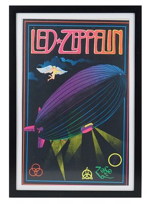 1981 LED ZEPPELIN ROCK BAND MUSIC LITHOGRAPH POSTER. A rare 1981 Led Zeppelin Black Light 