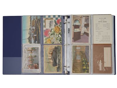 LARGE COLLECTION OF SHIPS PLANES POSTCARDS IN ALBUM. A large collection of one hundred and fifty 