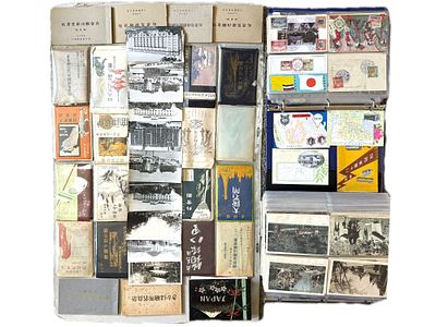 HUGE COLLECTION OF 1100 ASIAN POST CARDS IN ALBUMS. A large collection of assorted Asian colored 