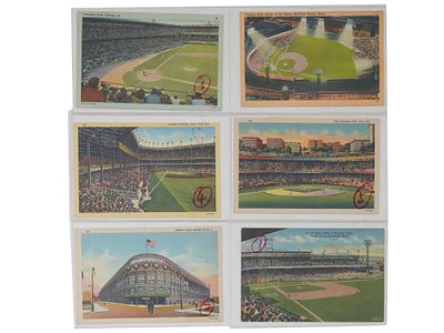 US POST POSTCARDS AMERICAN STADIUMS SERIES. A lot of six mid-20th century US Post postcards 