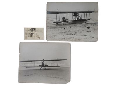LOT OF 3 ANTIQUE EARLY AVIATION ORIGINAL PHOTOS. A lot of 3 antique original black and white 