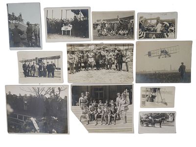 COLLECTION OF 11 ANTIQUE EARLY AVIATION PHOTOS. A collection of 11 antique original black and 
