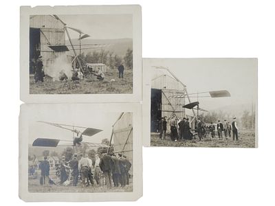 FOUR ANTIQUE EARLY AVIATION BLACK AND WHITE PHOTOS. A lot of four antique original black and 