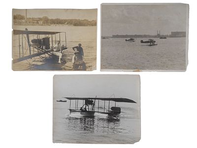 THREE ANTIQUE AMERICAN EARLY AVIATION ORIGINAL PHOTOS. A lot of three antique American original 