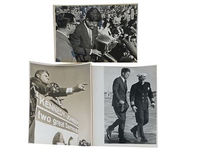 ORIGINAL PHOTOS OF US PRESIDENT JOHN F KENNEDY. A lot of three original black-and-white 
