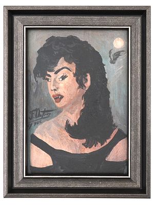 AMERICAN PORTRAIT OIL PAINTING SIGNED FRED OSTEN. Oil on board painting. American, mid-20th 