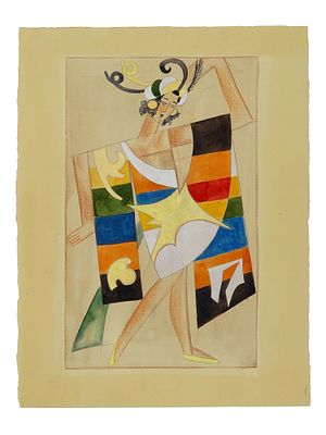 AVANT GARDE WATERCOLOR PAINTING AFTER ANATOL PETRITSKY. A Soviet Avant Garde watercolor painting 
