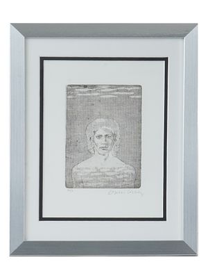 MODERN ETCHING MALE PORTRAIT SIGNED DAVID HOCKNEY. An etching of a male portrait signed lower 