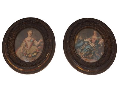 ANTIQUE LITHOGRAPHS WITH LADY PORTRAITS CA 19TH C. A lot of two antique lithographs with lady 