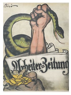 HUNGARIAN POLITICAL PROPAGANDA POSTER BY MIHALY BIRO. A Hungarian political propaganda poster by 