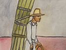 MEXICAN WATERCOLOR PAINTING SIGNED DIEGO RIVERA. A watercolor painting on paper depicting a Image - 1