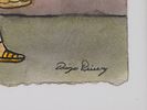 MEXICAN WATERCOLOR PAINTING SIGNED DIEGO RIVERA. A watercolor painting on paper depicting a Image - 2