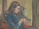 RUSSIAN PORTRAIT OIL PAINTING SIGNED YURI PIMENOV. A Russian oil painting on masonite board Image - 1