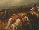 AMERICAN GENRE SCENE OIL PAINTING SIGNED R NELSON. An American oil painting on board depicting a Image - 1