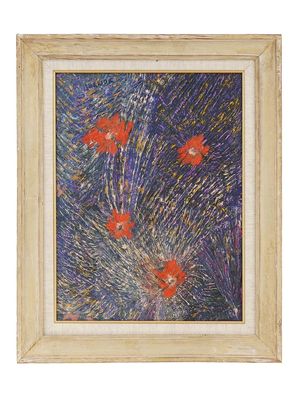 OIL ON BOARD PAINTING ATTRIBUTED TO DAVID BURLIUK. An oil on board painting attributed to David 