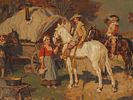ANTIQUE RUSSIAN GERMAN OIL PAINTING BY WILHELM VELTEN. Wilhelm Velten, Russian, German, 1847 to Image - 1