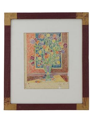 AMERICAN MIXED MEDIA PAINTING SIGNED LYNNE DREXLER. A mixed media painting on paper depicting a