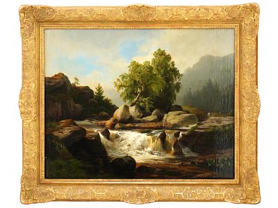ANTIQUE AMERICAN OIL PAINTING BY HERMAN FUECHSEL. Hermann Fuechsel, German, American, 1833 to