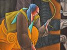 MID CENTURY INDIAN SCHOOL PAINTING SIGNED SATISH GUJRAL. A mid-century Indian School painting Image - 1