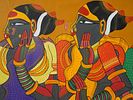 MID CENTURY INDIAN SCHOOL THOTA VAIKUNTAM PAINTING. A mid-century Indian School painting Image - 1