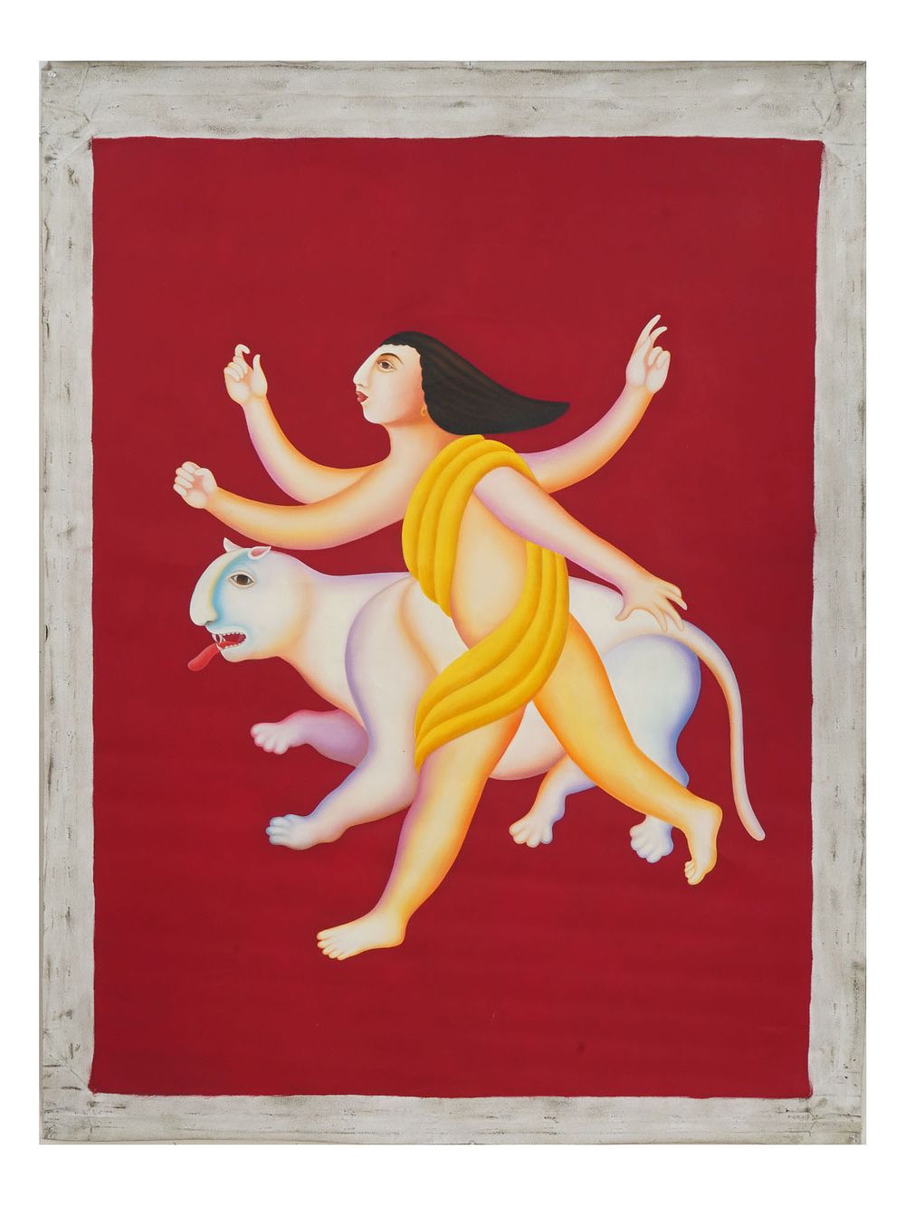 MID CENTURY INDIAN SCHOOL MANJIT BAWA PAINTING. A mid-century Indian School painting, rendered 