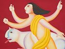 MID CENTURY INDIAN SCHOOL MANJIT BAWA PAINTING. A mid-century Indian School painting, rendered Image - 1