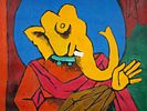 INDIAN ACRYLIC PAINTING SIGNED MAQBOOL FIDA HUSAIN. An acrylic painting on canvas depicting a Image - 1