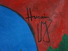 INDIAN ACRYLIC PAINTING SIGNED MAQBOOL FIDA HUSAIN. An acrylic painting on canvas depicting a Image - 2