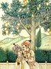 ANTIQUE 19TH C INDIAN MINIATURE PAINTING OF LOVERS. An antique Indian miniature painting. Late Image - 1