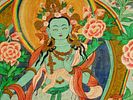 ANTIQUE CHINESE BUDDHIST THANGKA PAINTING GREEN TARA. An antique early 20th-century Chinese Image - 1