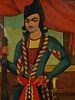 MUHAMMAD HASSAN SCHOOL QAJAR PRINCE OIL PAINTING. A Persian Muhammad Hassan School oil painting Image - 1