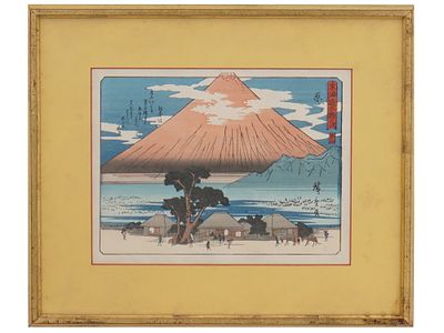 AFTER UTAGAWA HIROSHIGE JAPANESE LANDSCAPE WOODBLOCK. Color woodblock print. After Utagawa 