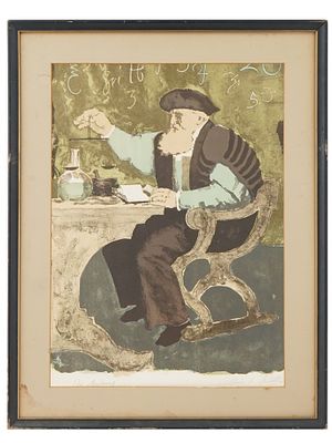 PORTRAIT COLOR LITHOGRAPH SIGNED WILLIAM SMITH. Color lithograph on paper representing a 