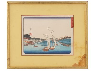 AFTER UTAGAWA HIROSHIGE JAPANESE LANDSCAPE WOODBLOCK. Color woodblock print. After Utagawa 