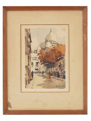 HENRI ALEXIS SCHAEFFER FRENCH CITYSCAPE LITHOGRAPH. Color lithograph by Henri Alexis Schaeffer 