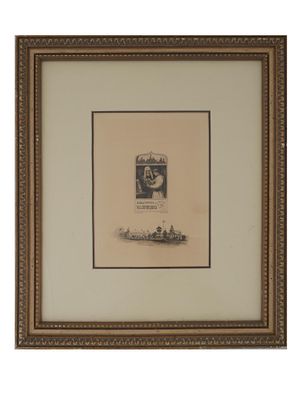 ANTIQUE RUSSIAN ETCHING BY SOLOMKO LIBRARY OF SINITSYN. Serge de Solomko or Sergey Solomko 
