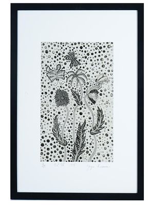 SIGNED YAYOI KUSAMA 1995 JAPANESE ETCHING WITH COA. Yayoi Kusama, Japanese, born 1929, an 