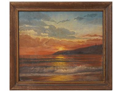 BRITISH SEASCAPE OIL PAINTING SIGNED JAMES WEBB. An oil painting on board depicting a coastal 