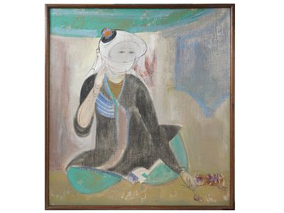 UZBEK PAINTING BY LEKIM IBRAGIMOV DAUGHTER OF HOTAN. Lekim Ibragimov, Uzbek, born 1944, an oil 