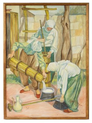 TURKISH GENRE SCENE OIL PAINTING BY FAHRI SUMER. Fahri Sumer, Turkish, 1942 to 2023, an oil 