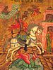 ANTIQUE RUSSIAN ORTHODOX ST. GEORGE AND DRAGON ICON. An antique Russian Orthodox hand painted Image - 1