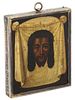 ANTIQUE RUSSIAN GILT SILVER ICON MANDYLION BY SAZIKOV. An antique Russian parcel-gilt silver Image - 2