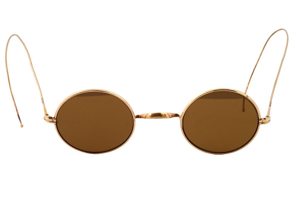 GOLD PLATED JOHN LENNON BEATLES MANNER ETCHED GLASSES. Gold plated John Lennon manner glasses 
