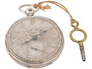 ANTIQUE ENGLISH SILVER POCKET WATCH W KEY 18TH C. An antique English silver pocket watch with a Image - 2