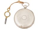 ANTIQUE ENGLISH SILVER POCKET WATCH W KEY 18TH C. An antique English silver pocket watch with a Image - 3