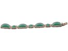 STERLING SILVER BRACELET WITH GREEN ONYX STONES. A sterling silver bracelet with alternating Image - 2