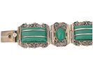 STERLING SILVER BRACELET WITH GREEN ONYX STONES. A sterling silver bracelet with alternating Image - 6