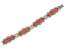 VINTAGE STERLING SILVER BRACELET WITH CORAL STONES. A vintage sterling silver bracelet with Image - 2